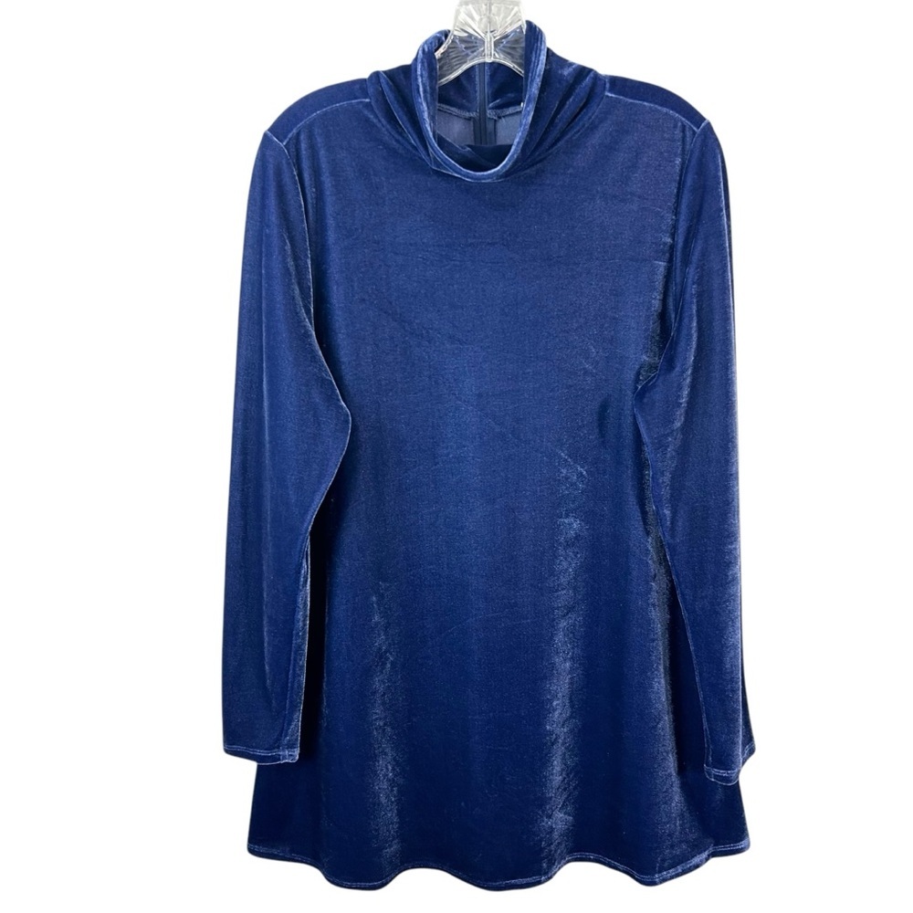 Soft Surroundings Velvet Mock Neck Tunic Deep Blue Women's Large